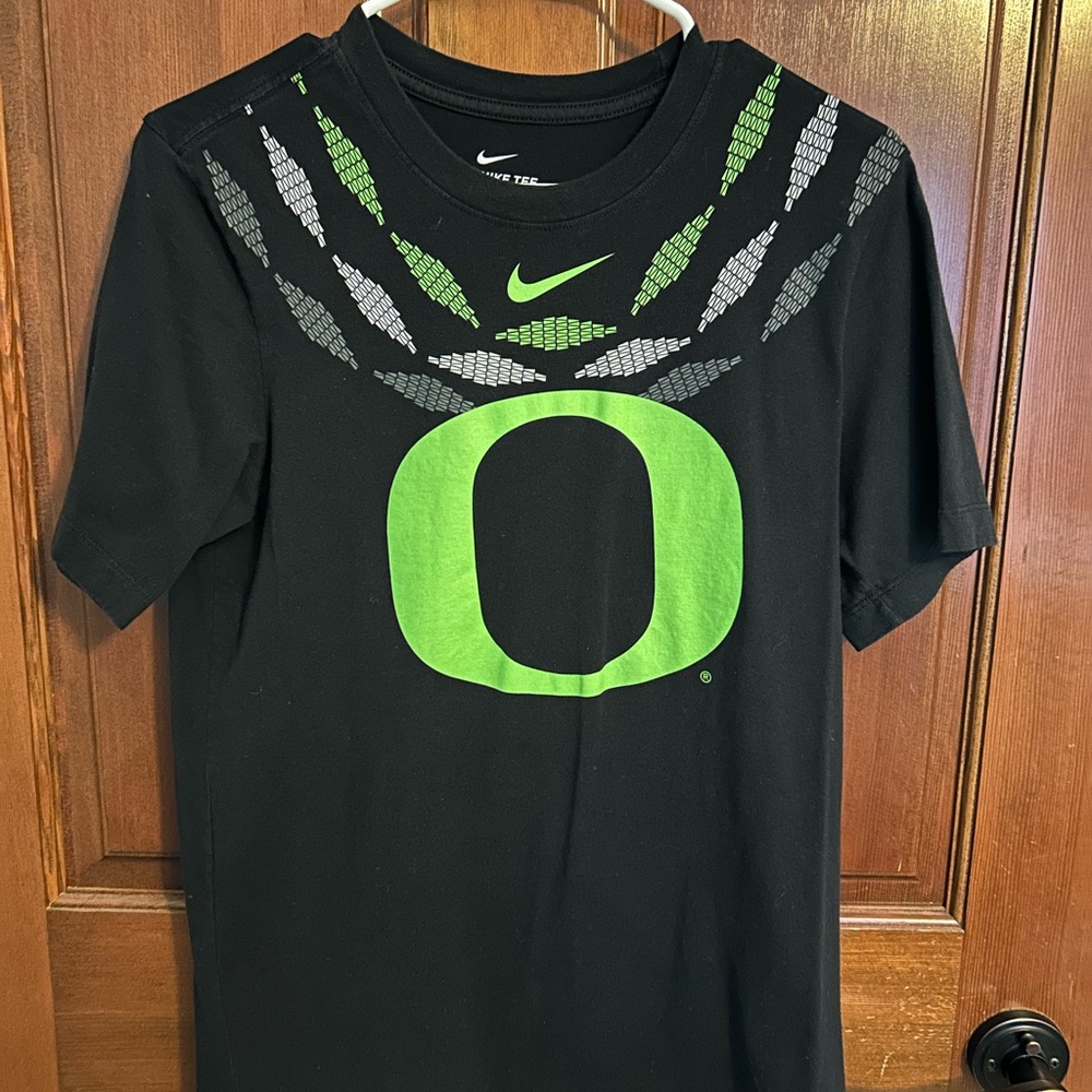 Nike Black Short Sleeve Tee with Neon Green Oregon O Logo